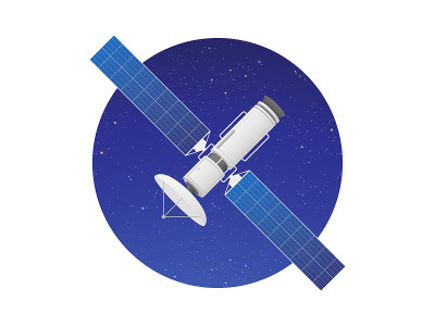 卫星在空间矢量图标插图