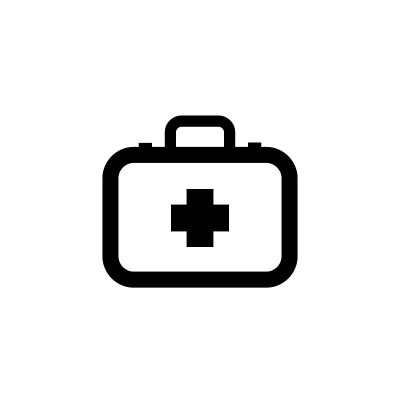 Doctor suitcase, healthcare simple black icon on w