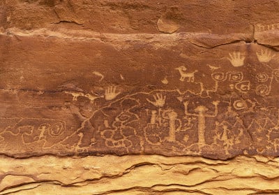 美国科罗拉多州梅萨维德国家公园的Petroglyphs