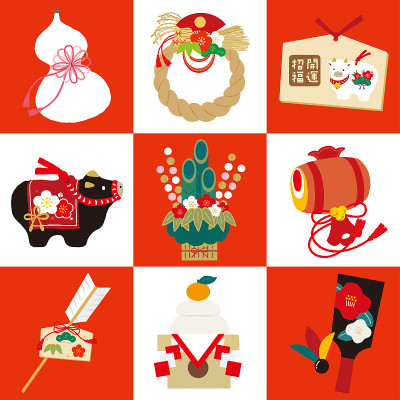 Set of lucky charm illustrations for the year 2021