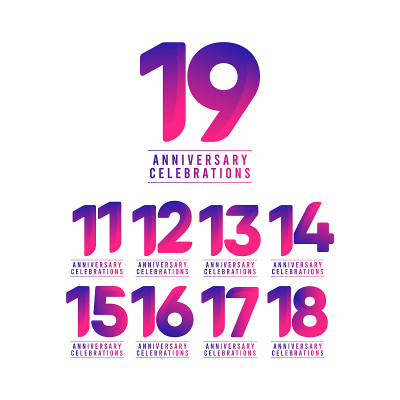 19周年纪念庆祝矢量模板设计插图