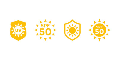 防晒，防止紫外线辐射和spf50矢量图标