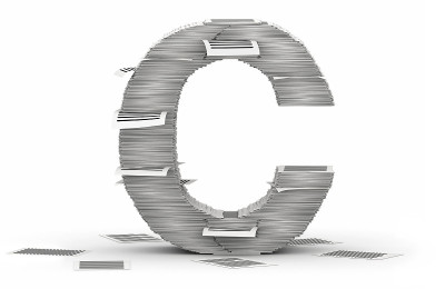 字母C，页纸叠字体