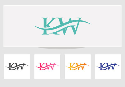 千瓦信标志。初始KW信企业标识设计矢量模板