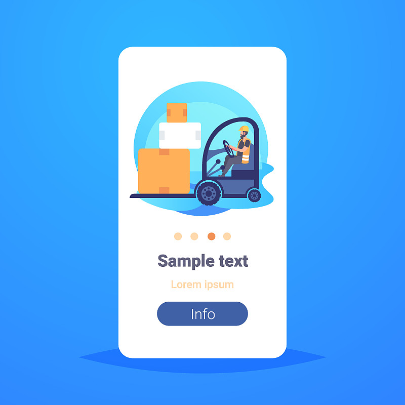 仓库工人在统一驾驶叉车堆放纸箱，配送物流仓储行业商业经营理念的拷贝空间