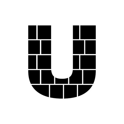 字母U掩模区。字母照片拼贴框模板。