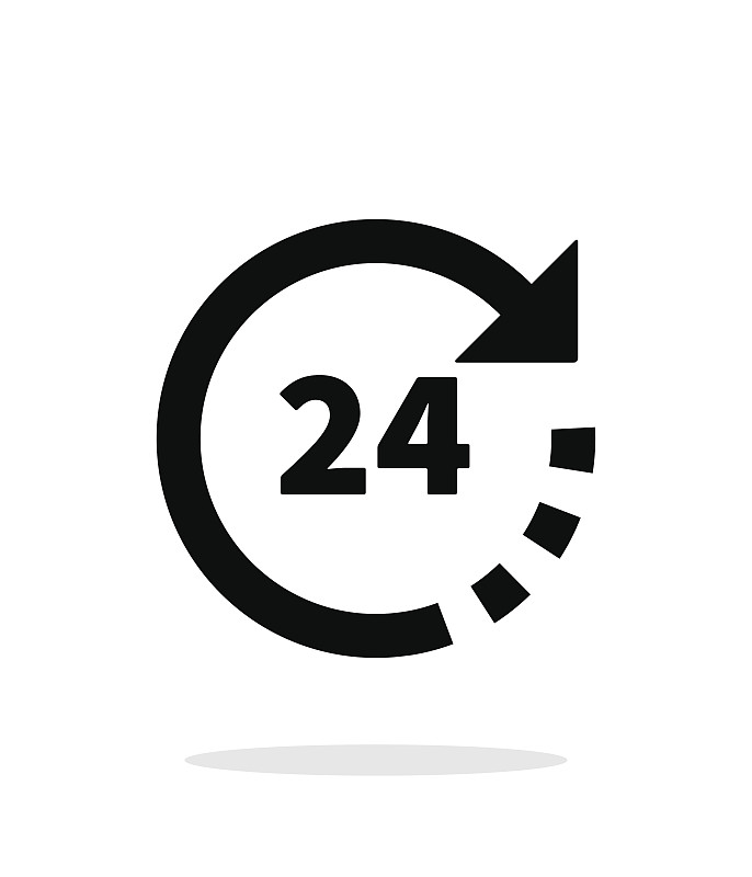 Round-the-clock icon on white background.