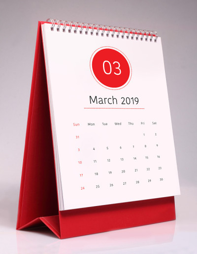 简单的办公桌日历2019年3月