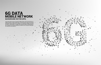 矢量多边形点连接线形6G移动网络。