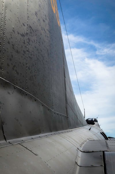 B-17飞行堡垒的尾视图