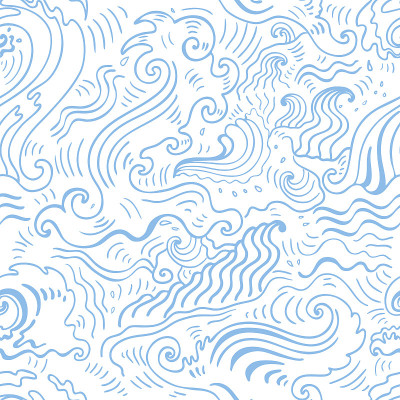海的背景。手绘矢量图