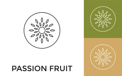 Editable Passion Fruit Thin Line Icon with Title. 