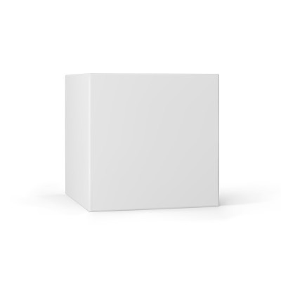 白色3d立方体与透视隔离在白色背景。3d建模盒与照明和阴影。现实的矢量图标