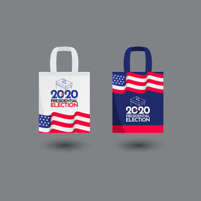 大手提袋投票总统选举2020年美国矢量模板设计插图