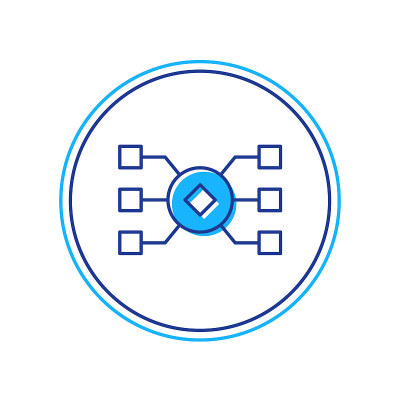 填充轮廓神经网络图标孤立在白色背景。人工智能AI。向量
