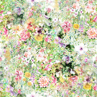 水彩画叶和花，图案无缝