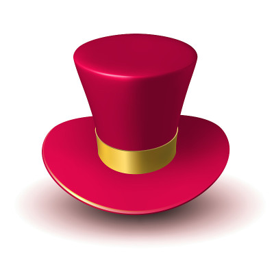 Red wizard cap with gold ribbon