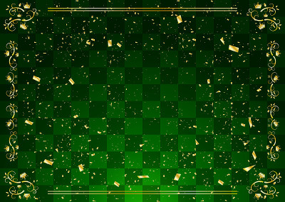 金色皇冠框架和绿色格子图案的背景