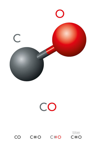 一氧化碳，CO，分子模型和化学式