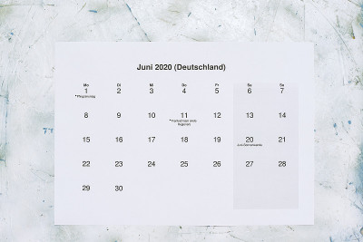 翻译:2020年6月月历