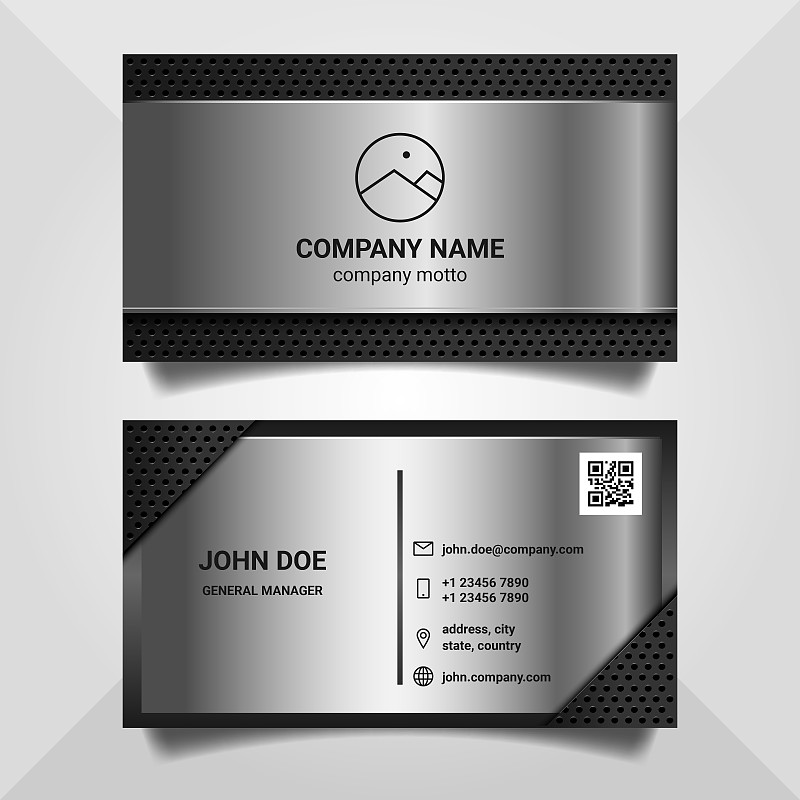 business card design template with metalic style