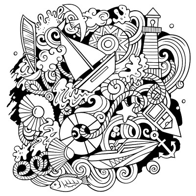 海洋手绘矢量涂鸦插图