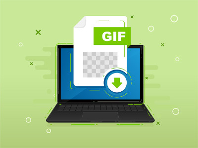 Download file with label on laptop screen. Downloa