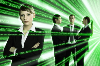 有数据光束的商业人士，cgi