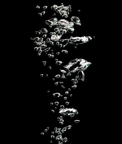 泡泡白色的氧气空气，在水下