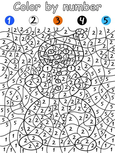 雪人颜色按数字股票儿童矢量插图
