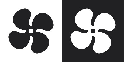 向量风扇图标。黑白背景上的双色调版本
