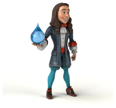 3D插图的卡通人在历史巴洛克服装