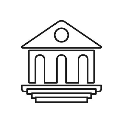 Museum icon flat line design isolated on white bac