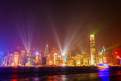 香港城市灯光秀天际线
