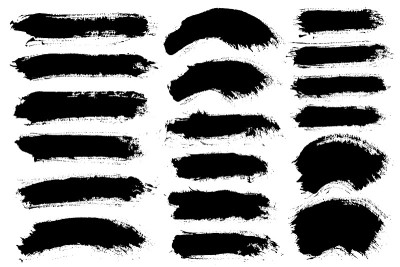 Brush strokes set vector painted isolated objects