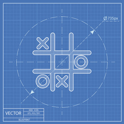 tac - toe游戏矢量蓝图图标