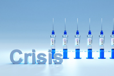 带大流行疫苗的冠状病毒疫苗注射器排;概念上的危机;三维演示