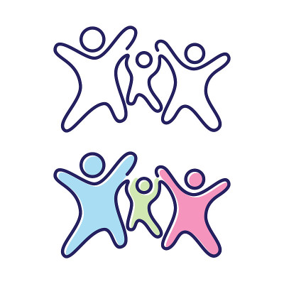 Vector abstract three people icon symbol with chil