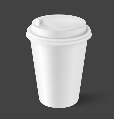 真实空白模拟纸杯与塑料盖。