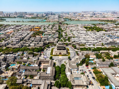 山东聊城市东昌古城航拍图