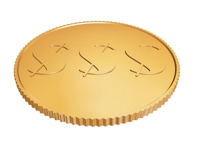 白色背景上的金币