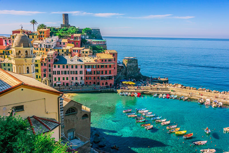 风景如画的小城Vernazza，利古里亚，意大利