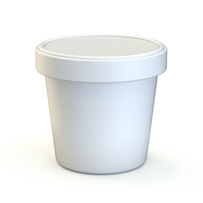 白色冰淇淋桶正面视图3D