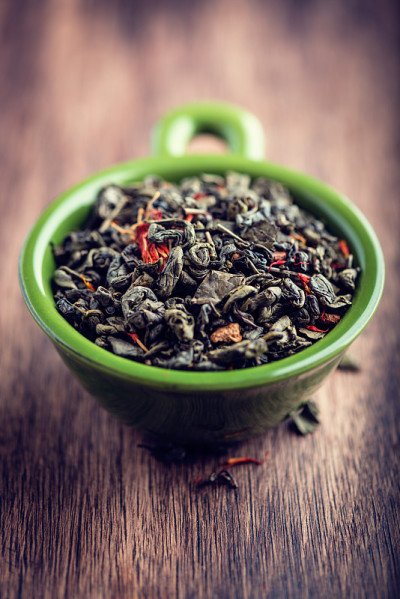 绿茶和干花