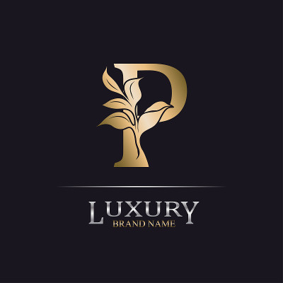Golden Initial Letter P. Elegant design letter P w