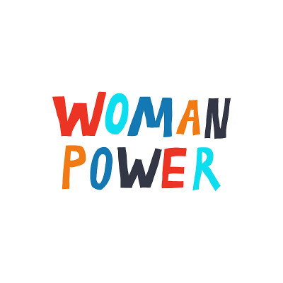女人的力量。励志短语。有趣的多色字体。