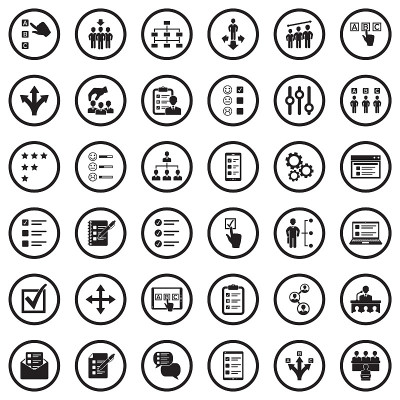 选择图标。圆形黑色平面设计。矢量插图。