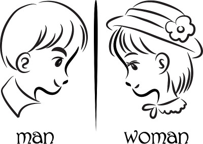卡通的男孩和女孩的脸