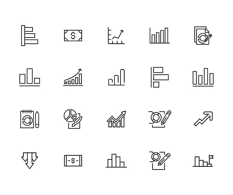 股票线图标的大集合。