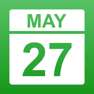 May 27.Day on the calendar.